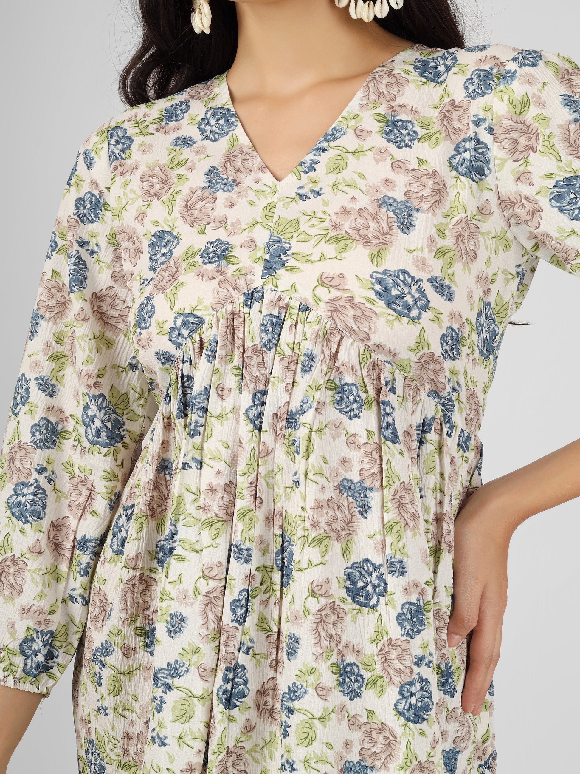 Floral Printed Fit and Flare Dress
Tie-up knot at front
Floral Printed Fit and Flare Dress UNDER 500