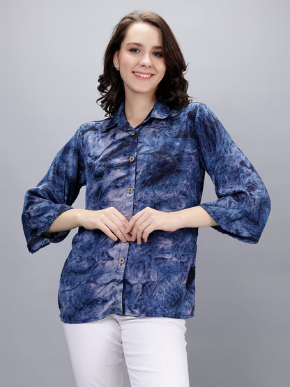 Women casual printed shirt style office wear top 