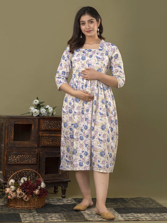 Women Floral Fit and Flared Maternity Kurta in Budget
