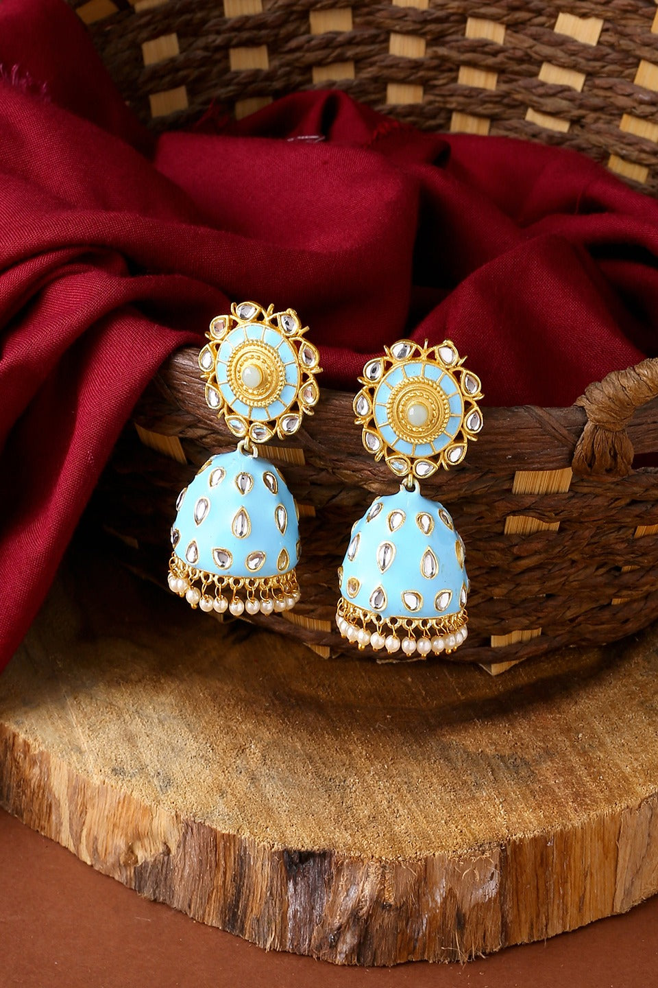 Ethnic Pearl Puwai Jhumka Earrings